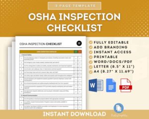 OSHA Inspection Checklist Template, Occupational Safety Evaluation Form ...